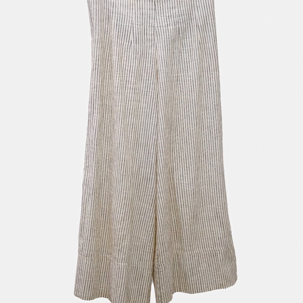 Caron Callahan Striped Cream Cotton Pants